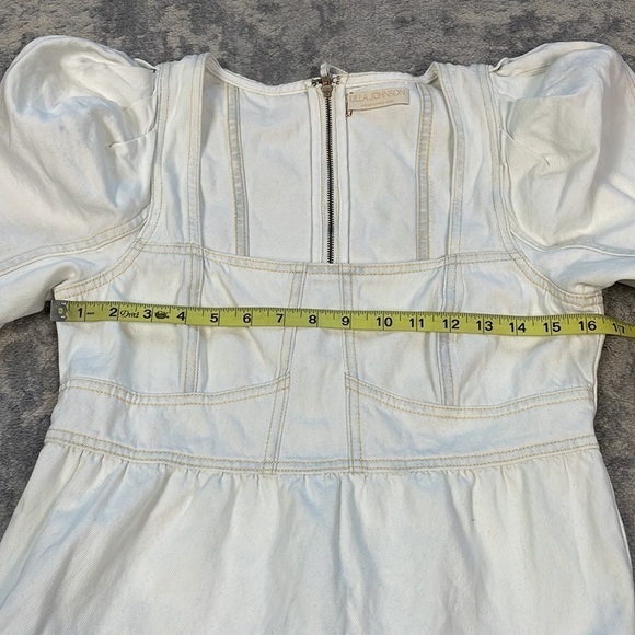 New Ulla Johnson Ames Denim Jean A Line Dress Whitewash Corset Style Sz 6 - Picture 8 of 15